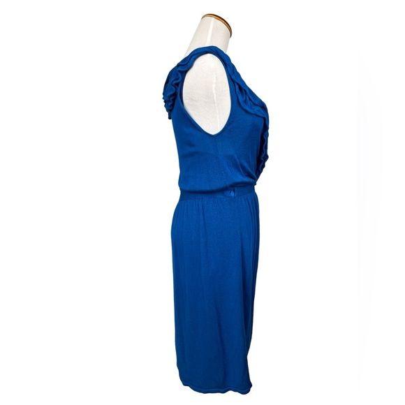 Marciano Royal Blue Ruffle Sleeveless Wrap Dress with Slip - Picture 4 of 11
